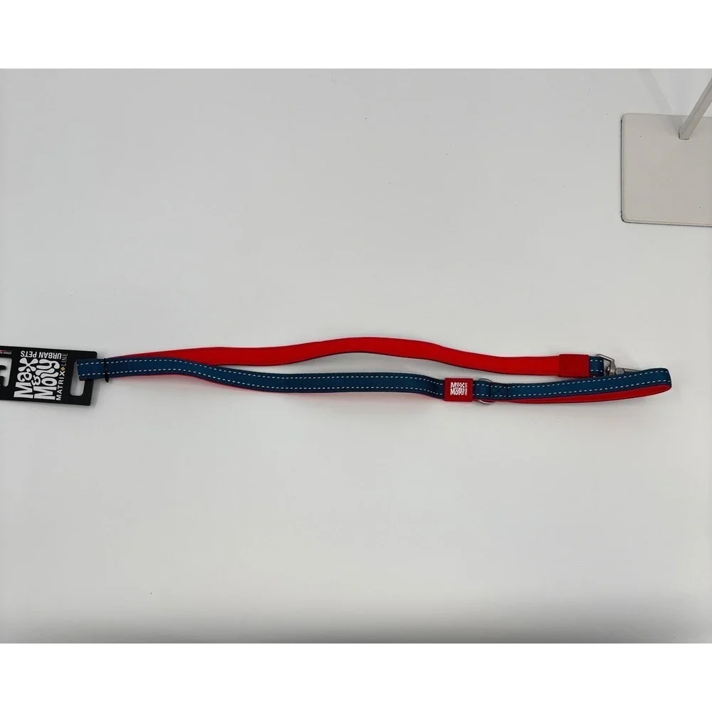Max & Molly Dog Leash Pet Medium Blue Red Matrix Line Reflective Neoprene New 46